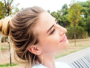 Close-up of young woman with eyes closed