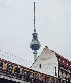 Low angle view of communications tower