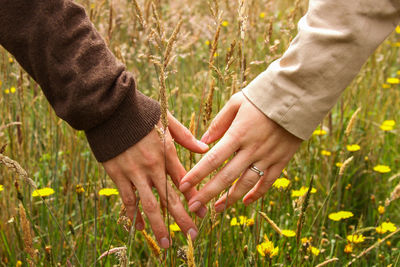 Cropped image of couple holding hands