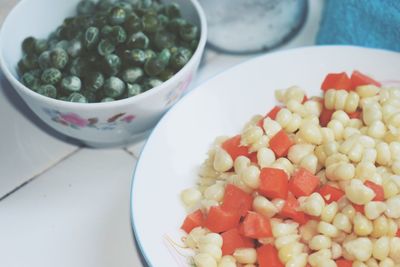 High angle view of salad in bowl