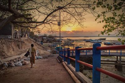 Scenic view of sea at sunset