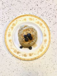 High angle view of breakfast served on table