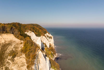 Panoramic view of sea against clear sky