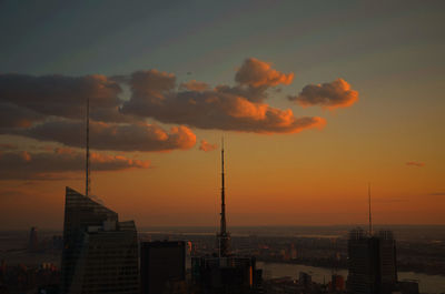 View of cityscape at sunset