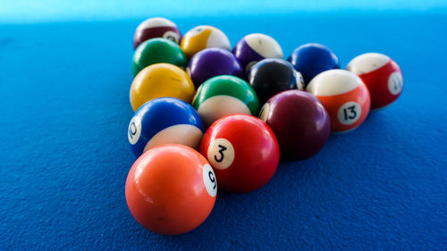 Close-up of multi colored ball on table