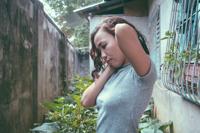 Close-up of woman looking away