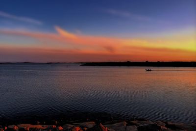 Scenic view of sea at sunset