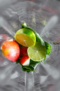 High angle view of fruits on table