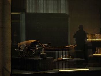 Rear view of man standing in restaurant