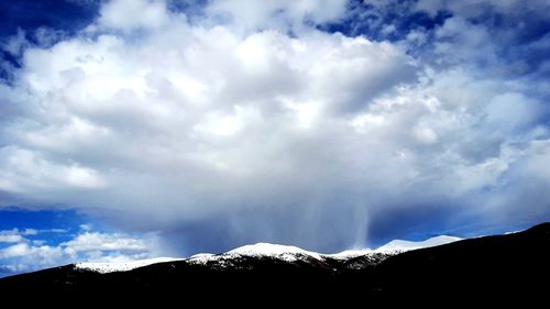 Scenic view of mountains against sky during winter