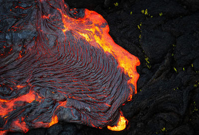 Aerial view of volcanic mountain