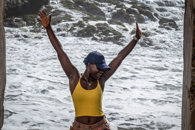 Woman standing in sea