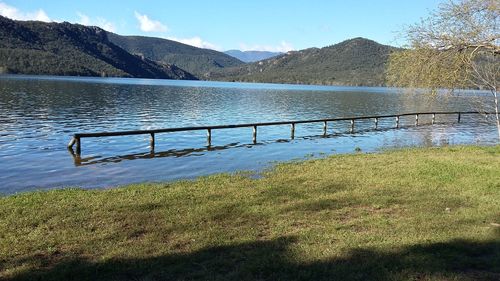 Scenic view of lake against sky