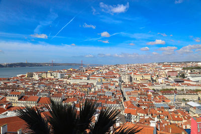 High angle view of townscape against sky