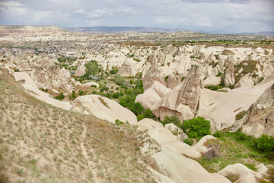 Aerial view of landscape against cloudy sky