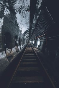 View of railroad tracks in tunnel