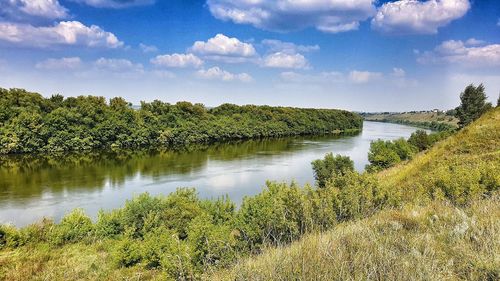 Scenic view of lake against sky