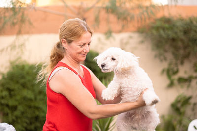 Portrait of woman and her doggy