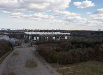 High angle view of bridge over road against sky