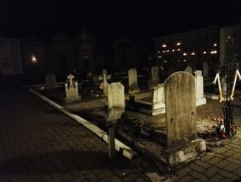 View of cemetery at night
