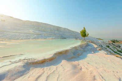 Scenic view of desert against clear sky