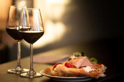 Close-up of drink served on table