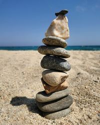 Stack of pebbles on beach