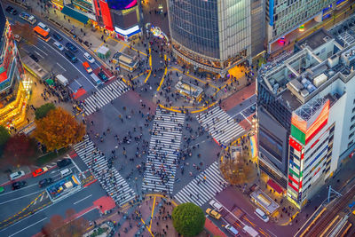 High angle view of traffic on city street