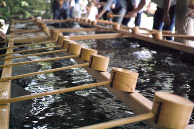 Wooden posts in temple