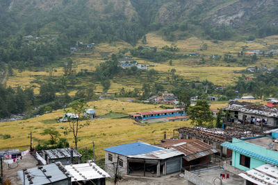 High angle view of residential district