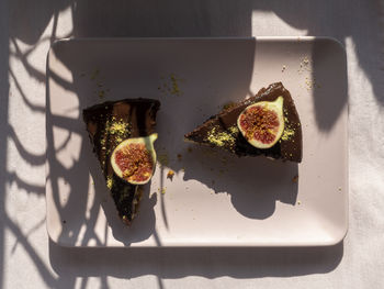 High angle view of fruits on table