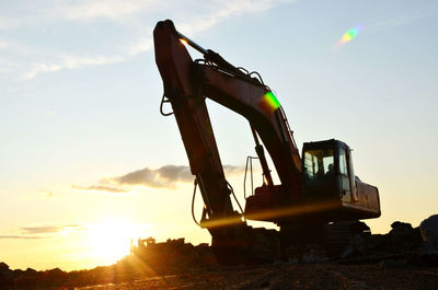 Construction site at sunset