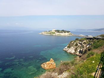 High angle view of sea against sky