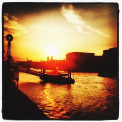 Scenic view of sea at sunset