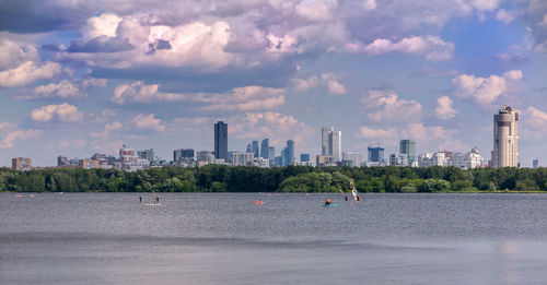 Scenic view of sea against cloudy sky