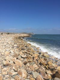 Scenic view of sea against clear sky