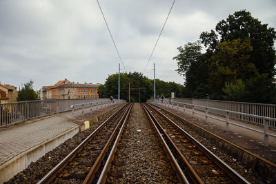 Railroad tracks against sky