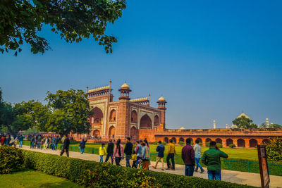 View of building against clear blue sky