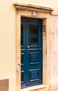 Closed door of old building