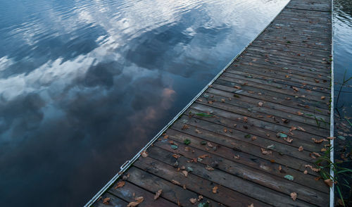 High angle view of water against sky