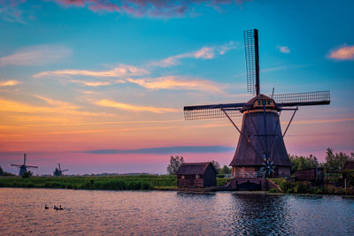Windmills at kinderdijk in holland. netherlands