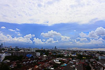 High angle view of townscape against sky