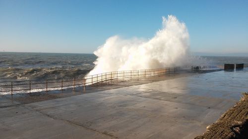 Scenic view of sea against clear sky