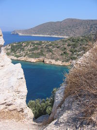 Scenic view of sea against clear sky