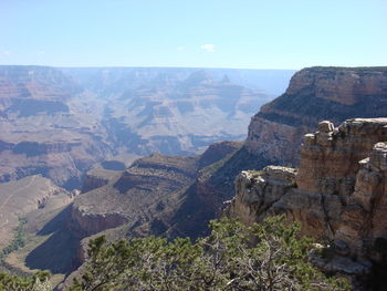 Scenic view of mountains against clear sky