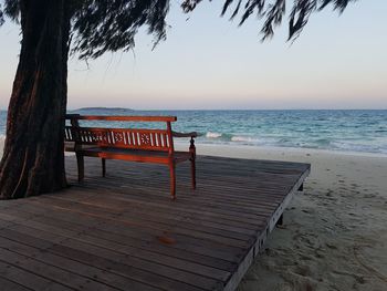 Scenic view of beach against clear sky