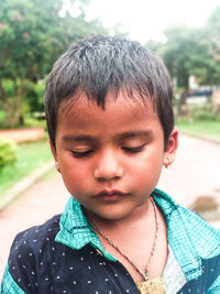 Close-up portrait of cute boy