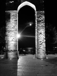 Illuminated building at night