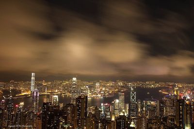 Illuminated cityscape at night