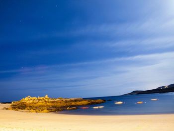 Scenic view of sea against blue sky